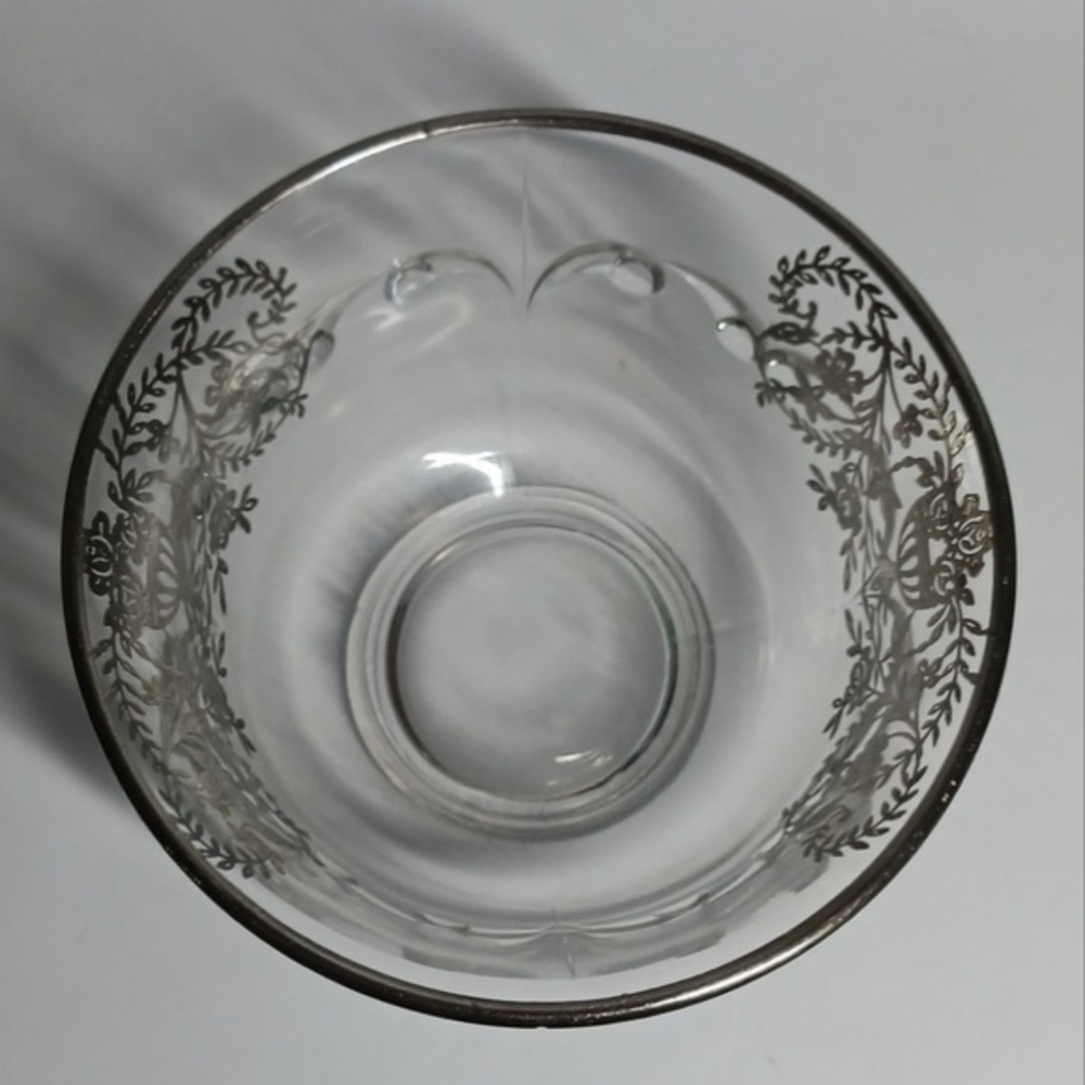 Viking Glass Silver Overlay Bowl 5inch Vintage Art Deco USA Made - Picture 3 of 6